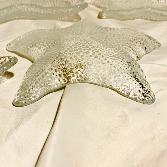 5pc Glass starfish condiment dish set 4-6” 1-11” - Picture 5 of 5